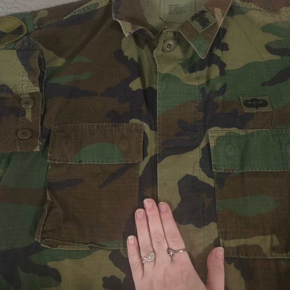 VINTAGE American Apparel Jacket Mens Medium Green Woodland Camo Ripstop 80s 90s